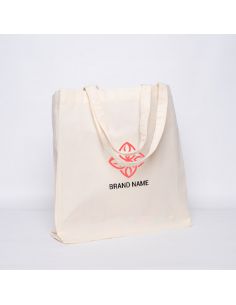 Customized Personalized reusable cotton bag 38x10x42 CM | KATOENEN WINKELTAS | ZEEFBEDRUKKING AAN 1 ZIJDE IN 2 KLEUREN