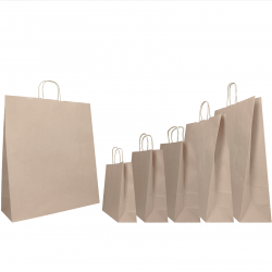 Customized 45x15x50 45x15x50 CM | PAPER BAG SAFARI | FLEXO PRINTING IN ONE COLOR ON PRE-DEFINED AREAS ON BOTH SIDES