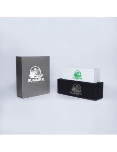 Boîte aimantée personnalisée Bottlebox 10X33X10 CM | BOTTLE BOX | BOÎTE POUR 3 BOUTEILLES | IMPRESSION EN SÉRIGRAPHIE SUR UNE...