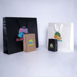Shopping bag personalizzata Noblesse Laminata 10x10x38 CM | SAC PAPIER NOBLESSE PLASTIFIÉ (BOUTEILLE) | IMPRESSION EN SÉRIGRA...
