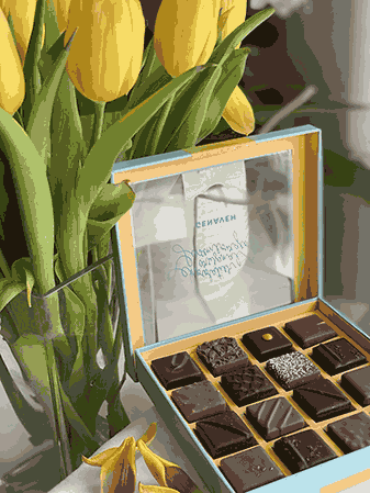 Magnetische Geschenkbox mit Sichtfenster für den Schokoladenhersteller Genaveh
